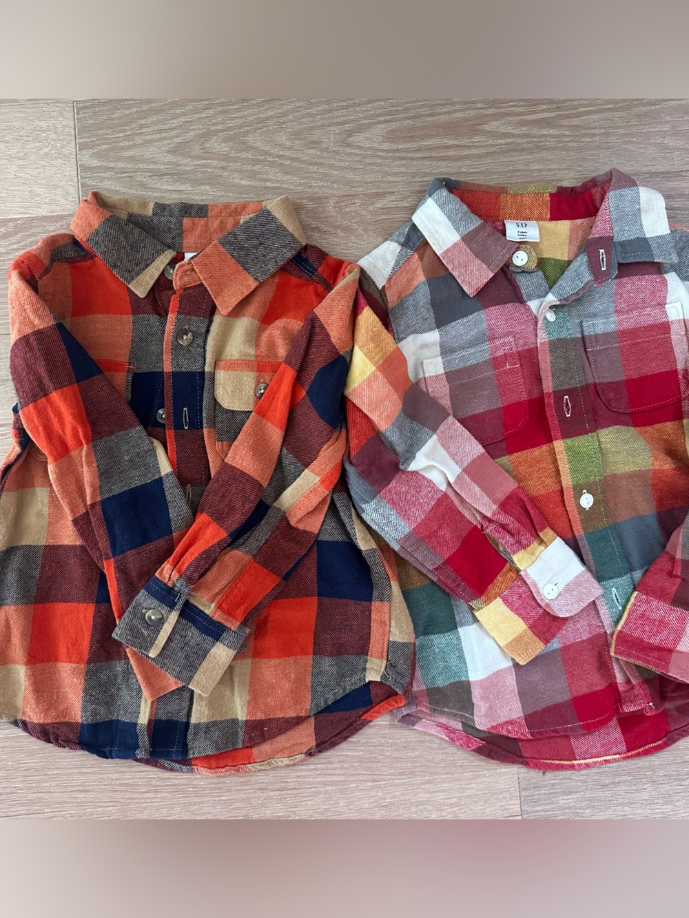 GAP Boys Plaid Button-Down Shirts in Red, Orange, Navy & Green